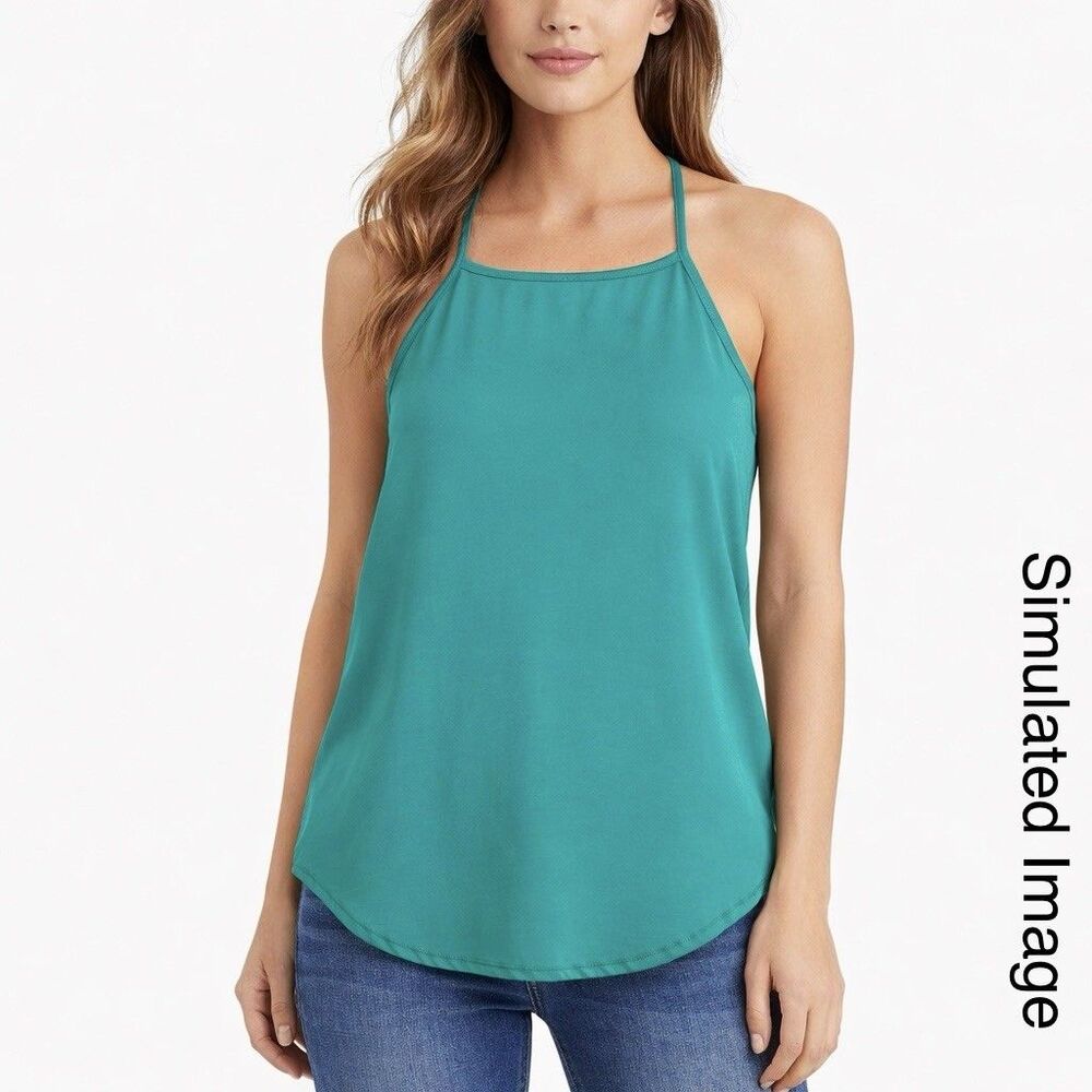 Lush Womens XS Teal High Neck Cami Tank Top Sleeveless Spaghetti Strap